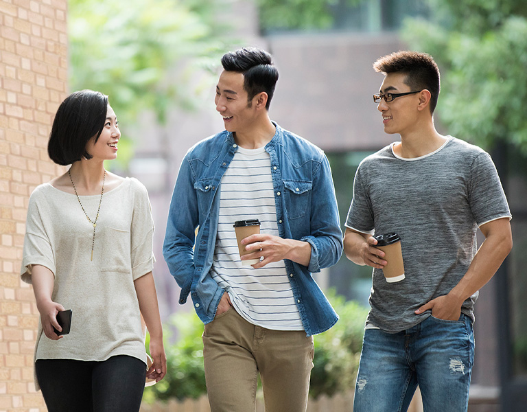 young people walking outside