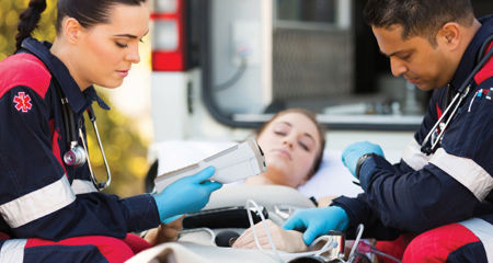 Ambulance Services Abbott Point of Care Woman in Ambulance