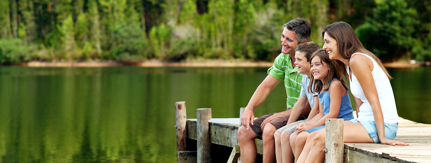 family on dock
