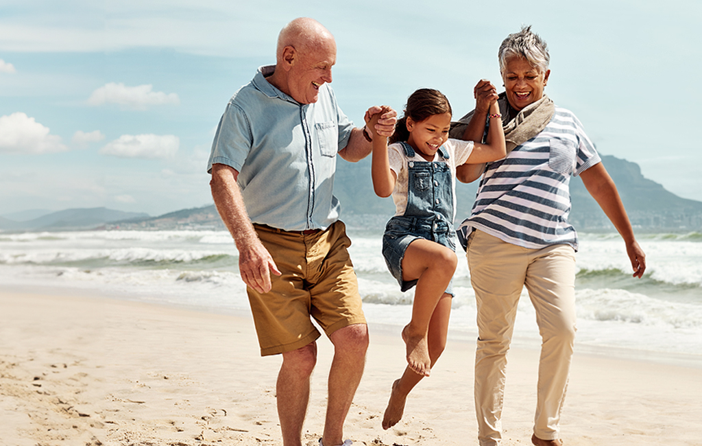 family on a beach