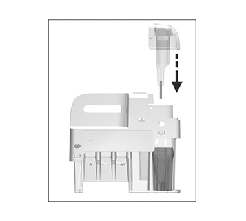 Immediately and carefully replace the sampling device into the test cartridge