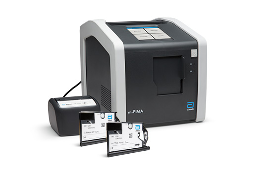 m-PIMA analyzer, printer, power drum, and Viral Load and HIV Detect Cartridges
