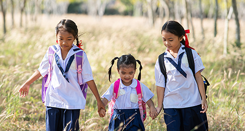 kids going to school