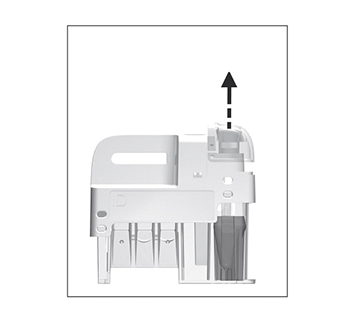 Remove the sampling device from the test cartridge